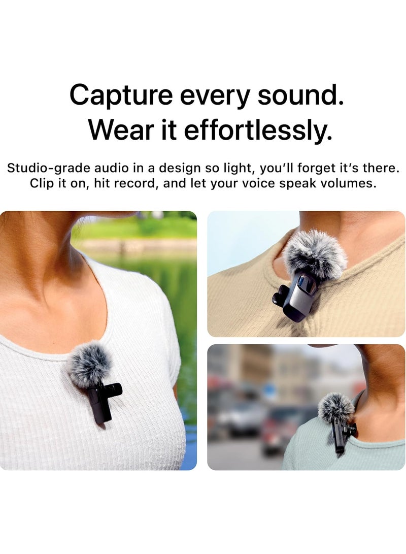 عام Mini Mic Pro (أحدث طراز) - ميكروفون صغير لاسلكي لأجهزة iPhone وiPad وAndroid - 2 ميكروفون Lavalier لتسجيل الفيديو - تسجيل iPhone Mic Crystal Clear مع USB-C لمنشئي المحتوى - Image 2